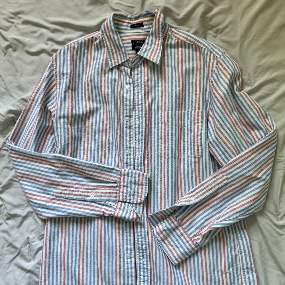 J. Crew Slim Fit Flex Oxford Long Sleeve Button Down Shirt, Size Medium